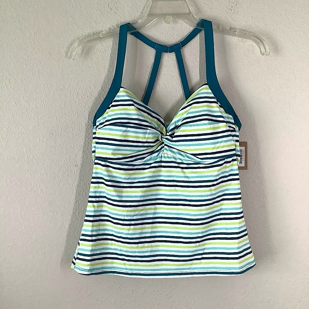 TITLE NINE Underwire Tankini Top Pele Stripe Swim Tank NEW Sporty Beach Resort